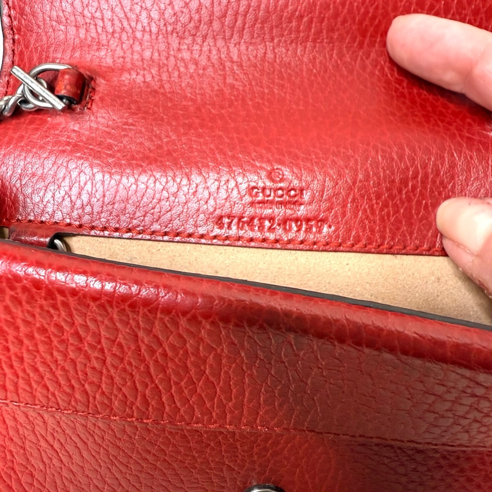 Authentic Gucci Dionysus Mini bag red leather crossbody silver chain - Picture 14 of 14
